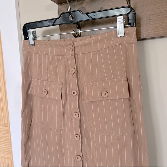 Workhall Long Cotton Striped Button Down Skirt Small - Picture 2 of 10